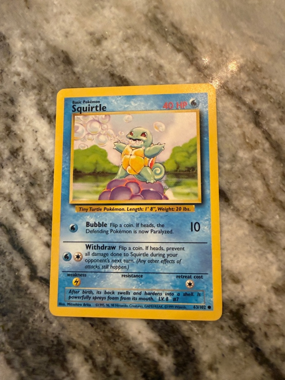 Pokemon Squirtle Card - Blue and Yellow